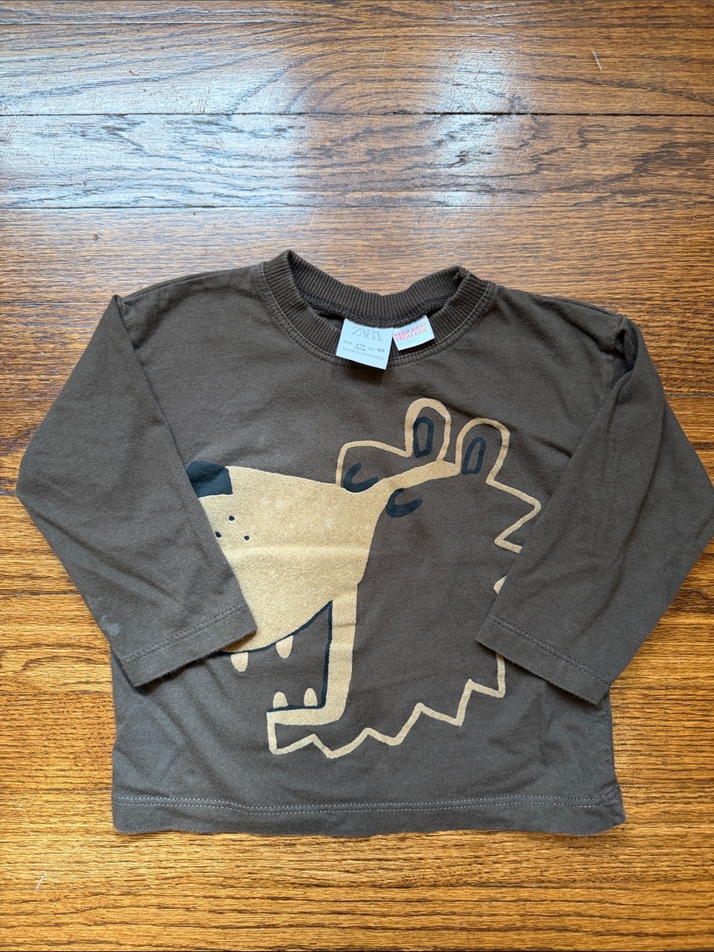 Zara Baby Toddler Brown Bear Graphic Long Sleeve Tee